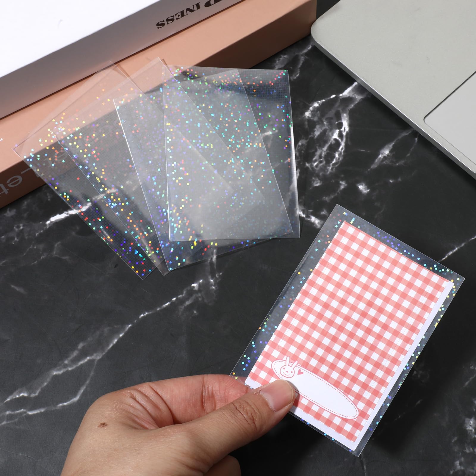 100er Set Fotokartenhüllen – Laser-Flashing-Effekt, Holografisch, 65 X 90 Mm, Stern-Design – PP-Schutzhüllen Für Sammelkarten