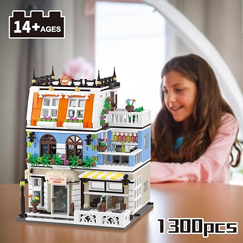 Miniatura 3 de Juegos de bloques de construcción de hotel de jardín de ciudad, juguetes de construcción de casa de calle urbana con LED, 1300 piezas de mini