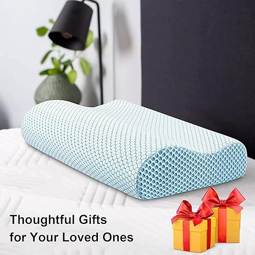 Miniatura 7 de Anvo Almohada de espuma viscoelástica almohada ortopédica cervical de contorno de cuello para dormir de lado espalda y estómago almohada ergonómica