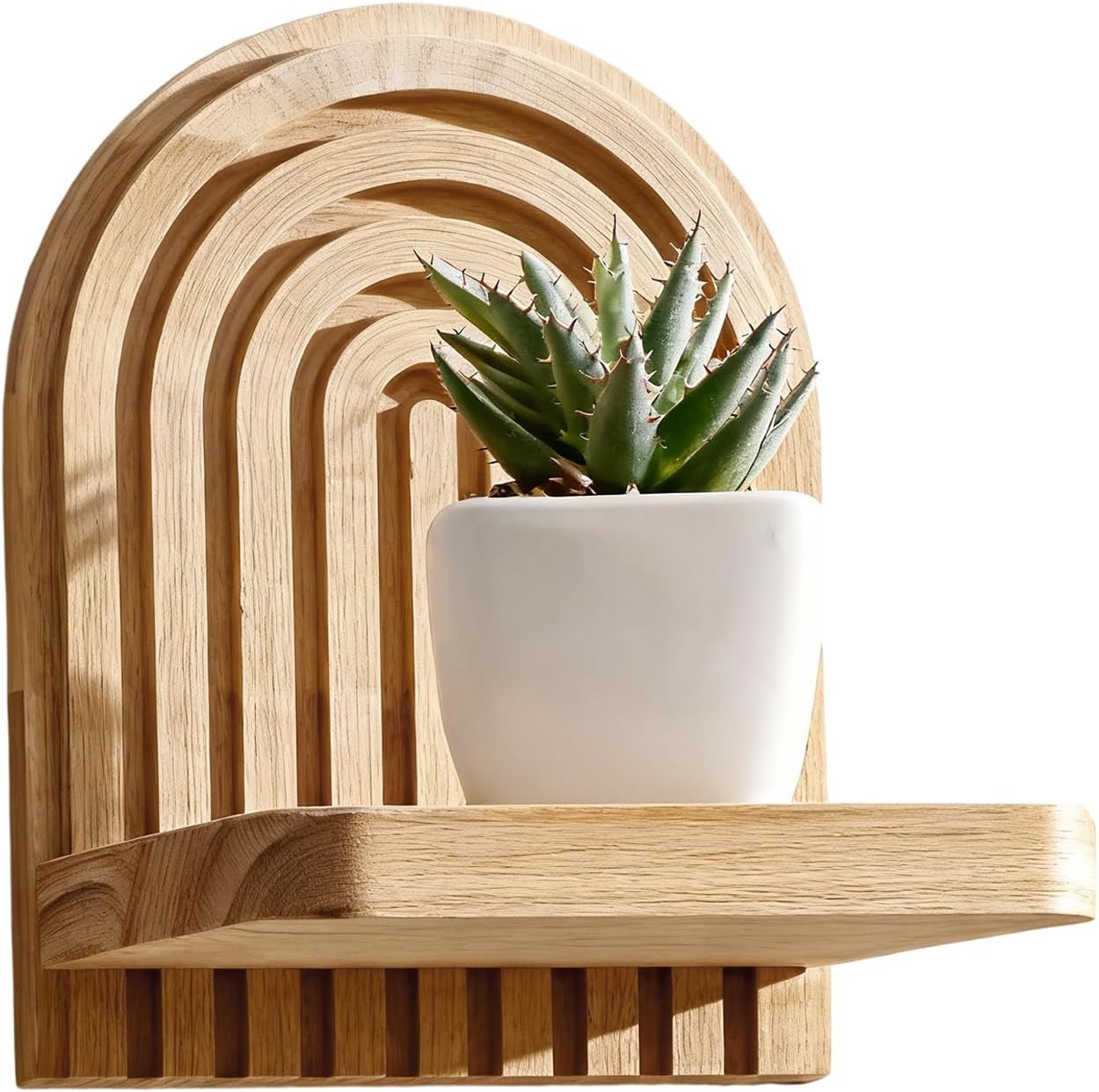 Display Wall Shelf,Rainbow-Shaped Organizer Stand | Wood Floating Wall Shelf for Books | for Living Room Bathroom Kitchen Den Lounging Meditation Plants Pot Crystal Book Photo Frames