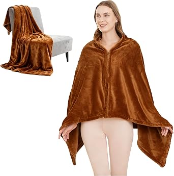 SNZ Wearable Blanket for Womens and Mens, Comfy Flannel Poncho, Snuggie Warm Shawl Wraps for Women, Birthday Gift Ideas