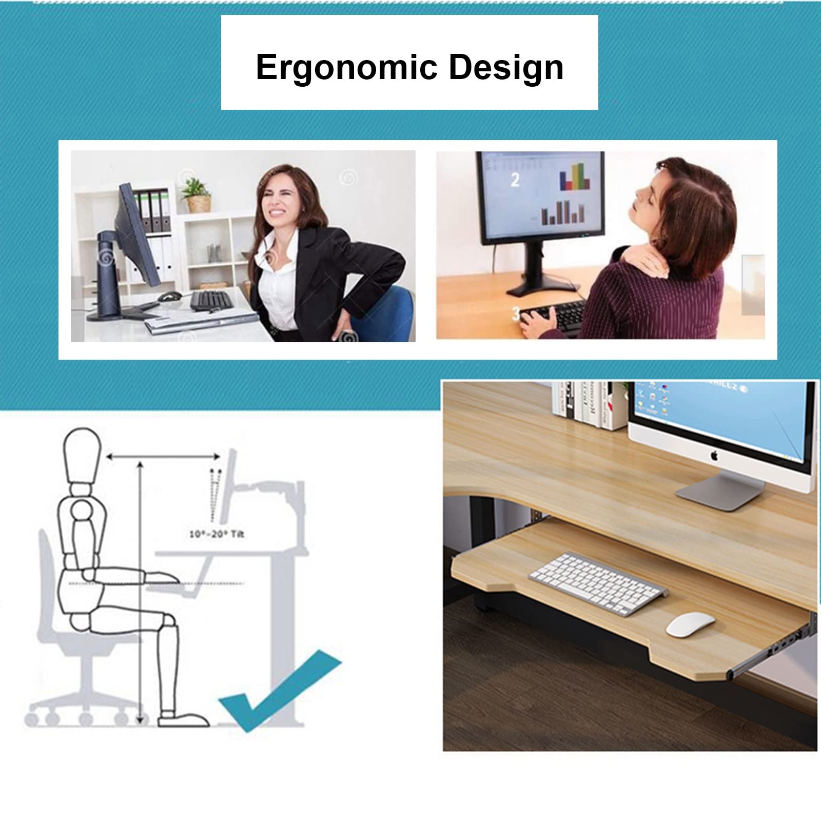 GUIXAN Plateau pour Clavier sous l'ordinateur de Bureau, tiroir pour Clavier Coulissant réglable, rallonge de Bureau, Support pour Clavier et Plates-Formes de Souris/Noir/L 60 cm x l 27 c GUIXAN Plateau pour Clavier sous l'ordinateur de Bureau, tiroir pour Clavier Coulissant réglable, rallonge de Bureau, Support pour Clavier et Plates-Formes de Souris/Noir/L 60 cm x l 27 c