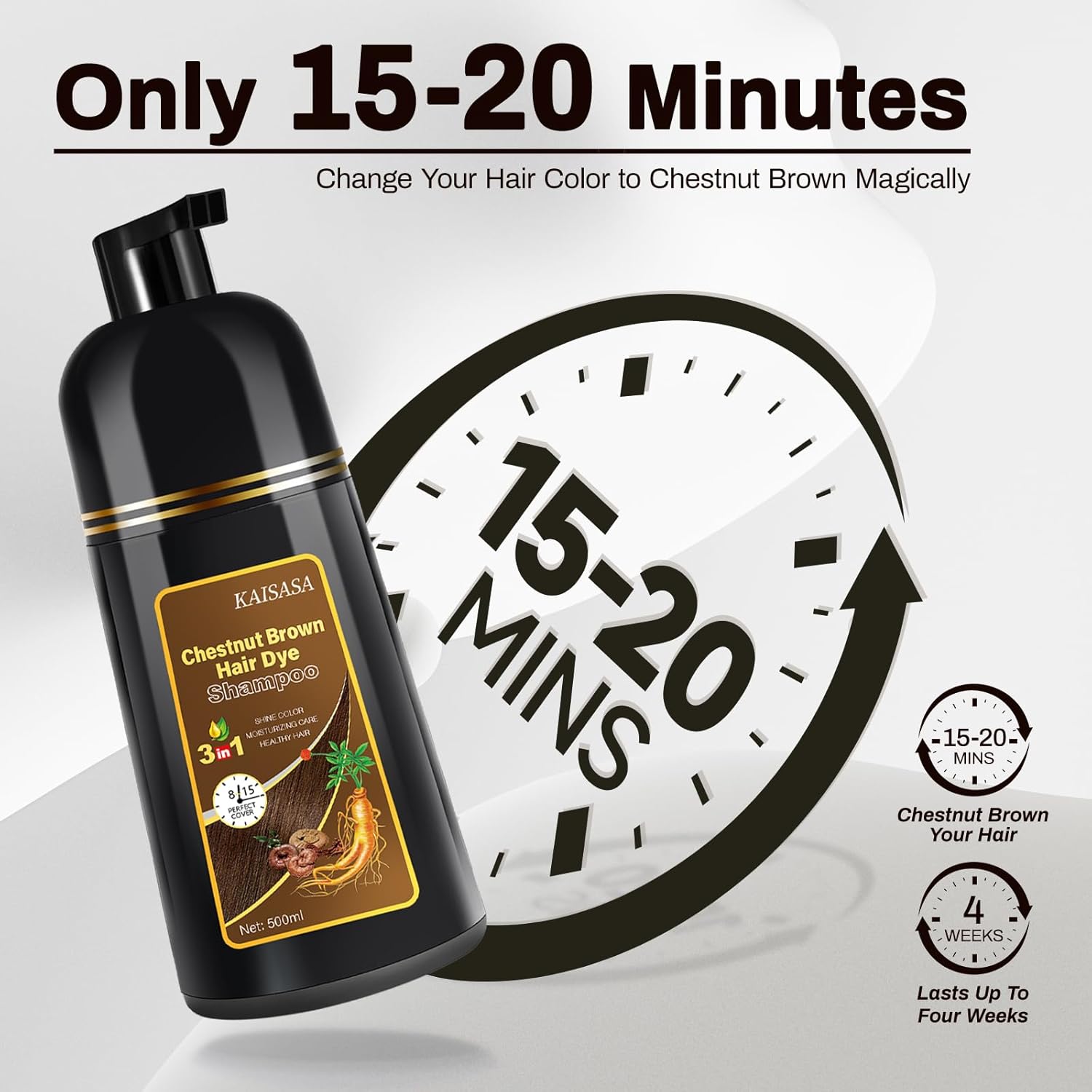 cosmpro Hair Dye Shampoo Chestnut Brown 3 in 1 Natural Herbal Hair Color Shampoo for Women, Semi-Permanent chao canas