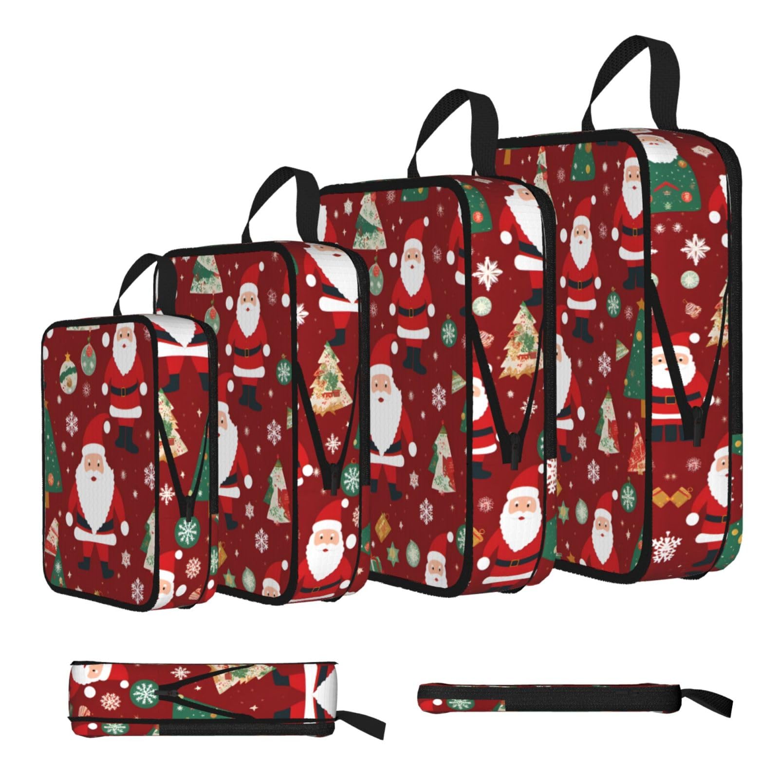 Sxzvvbn Black Cute Santa's Gift Compression Packing Cubes 4 Piece Set