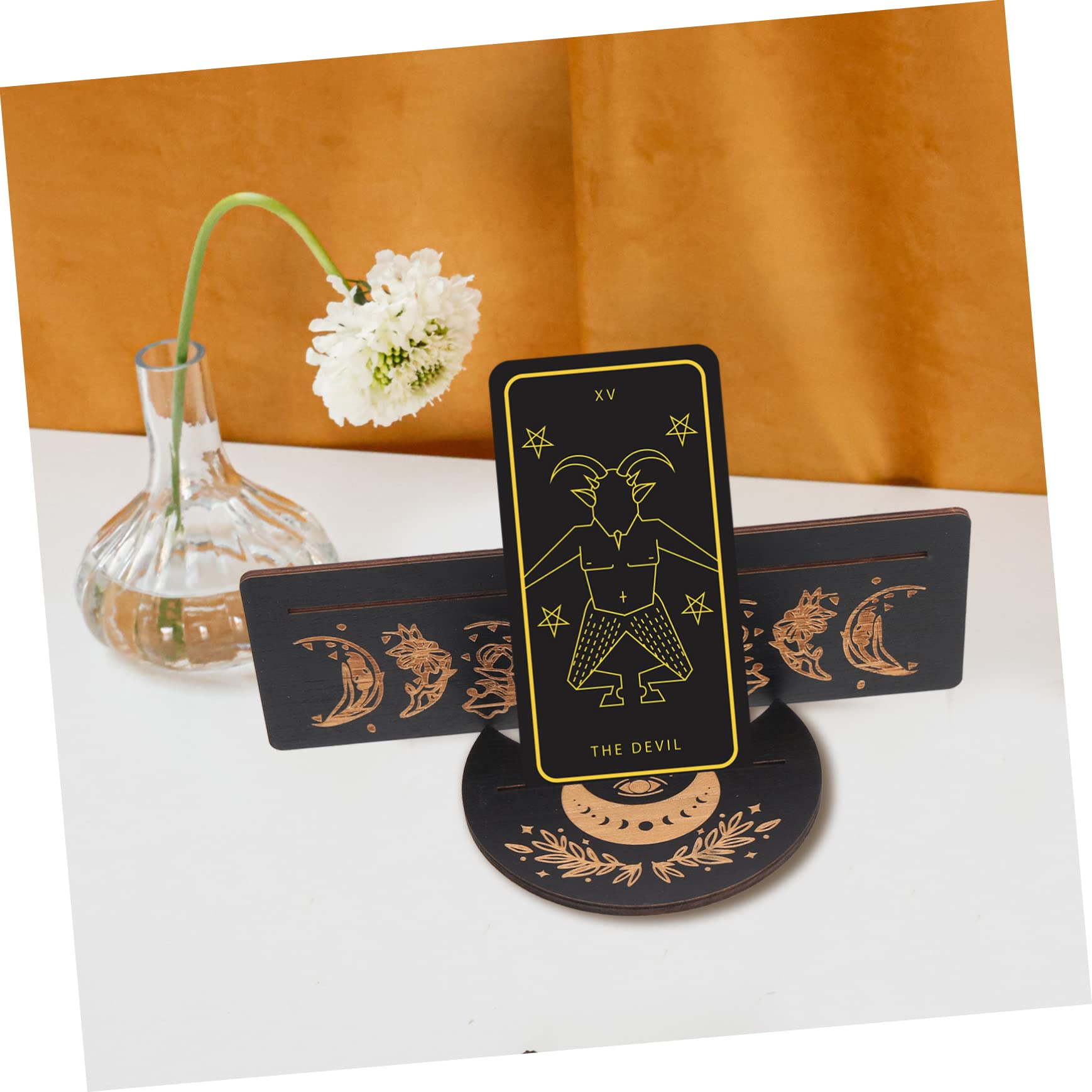 PRETYZOOM 5 Juegos De Tarjeteros Rectangulares De Madera Soporte Para Cartas De Tarot De Fase Lunar Decoración De Mano Decoración Pagana Soporte Para Cartas De Tarot En Forma De