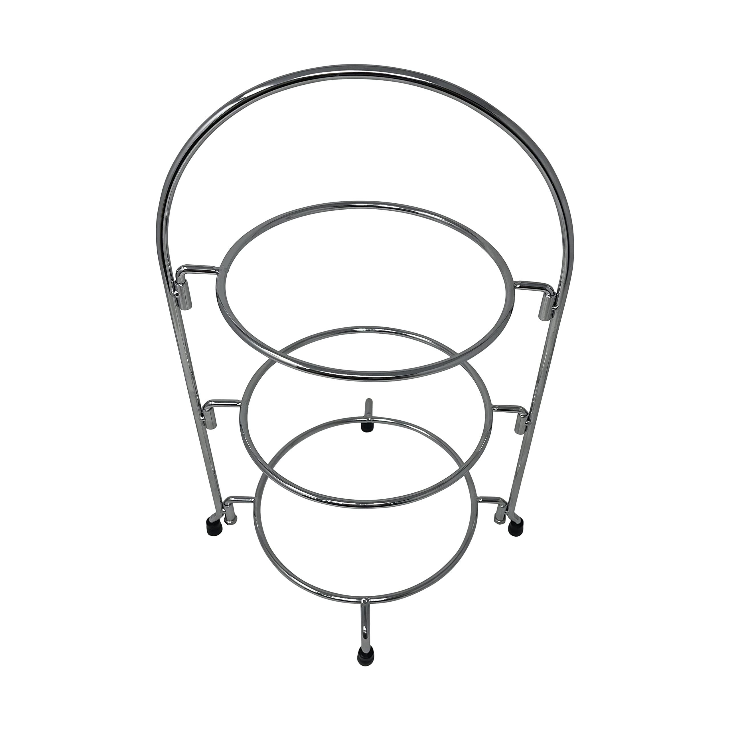 Soporte de té para platos de 3 niveles de alambre cromado Soporte para tartas para el hogar, jardín, té, fiesta, comedor, HTUK®