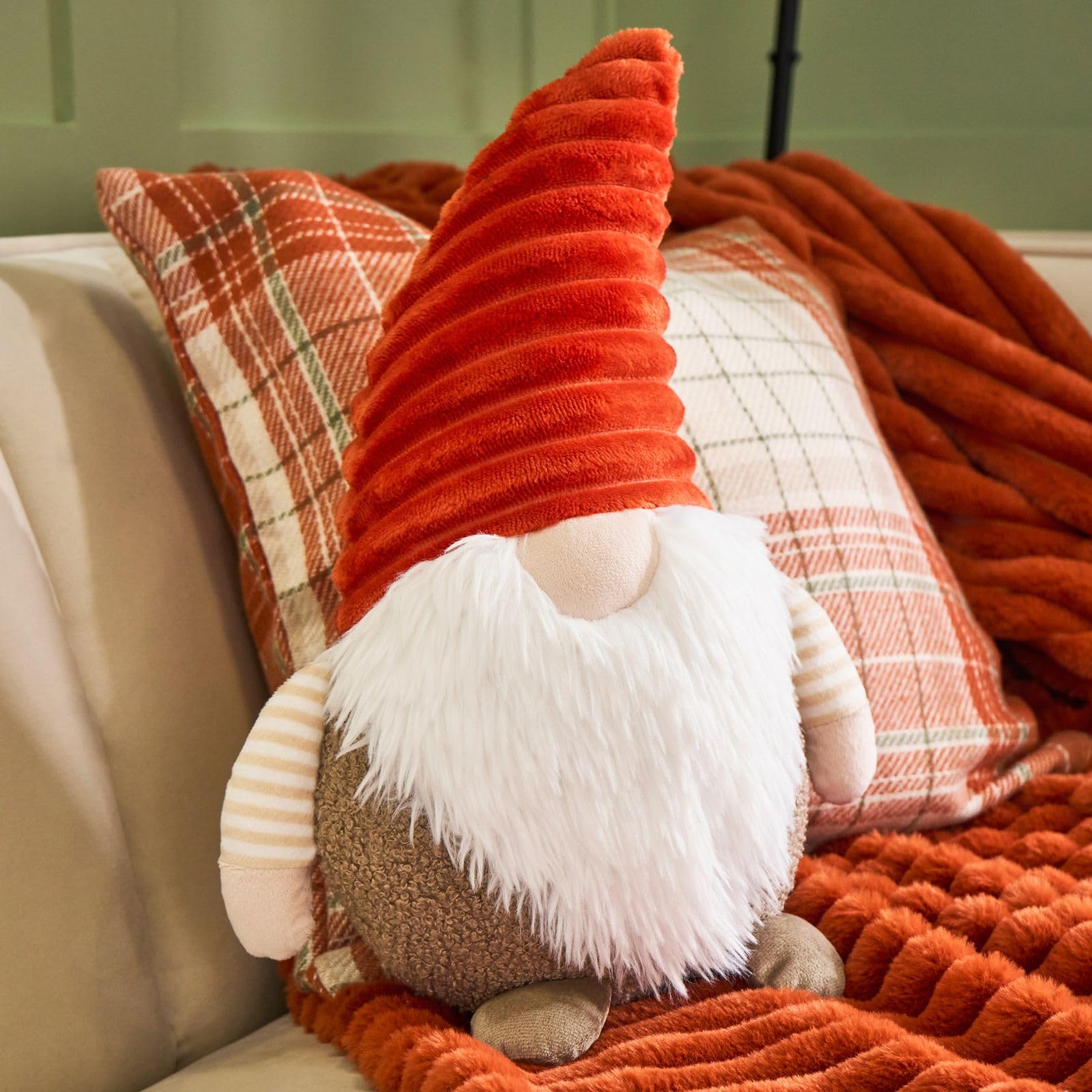 OHS Gonk Shaped Decorative Scatter Cushion - 25cm - Rust/Beige