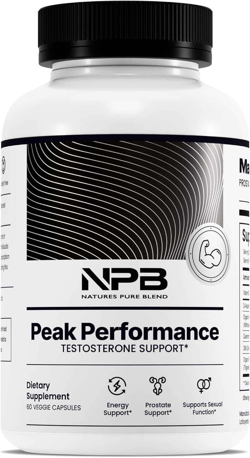 Nature's Pure Blend Peak Performance – Testosterone Supplement for Men with D-Aspartic Acid, Ashwagandha & DIM – Mens Prostate Health Support, Muscle Strength & Energy – Prostate Supplement