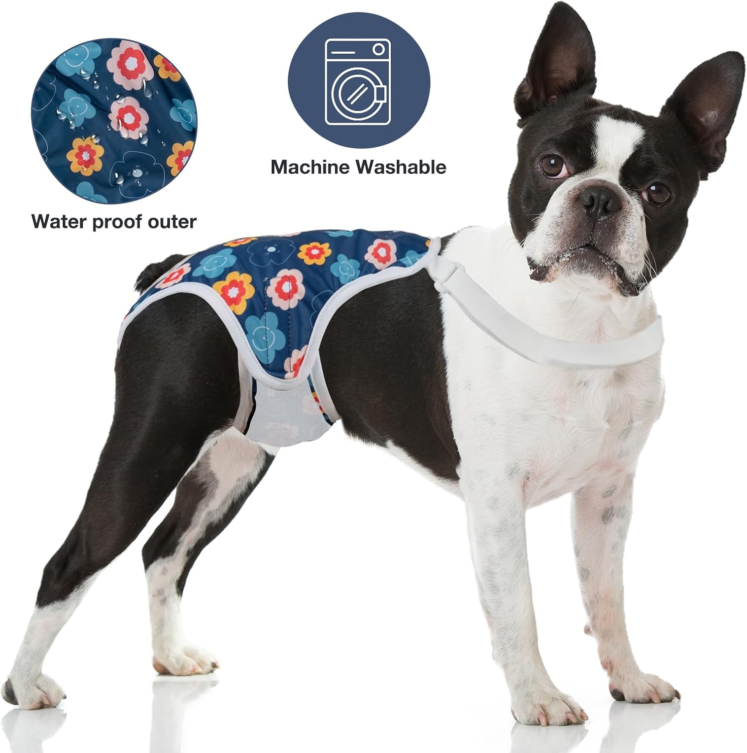 MICOOYO Dog Diaper Onesie Sanitary Pantie with Adjustable Suspender Washable Dog Period Panties Doggie Diapers Pet Underwear Female Dogs Diapers for Heat (Floral, L/XL)