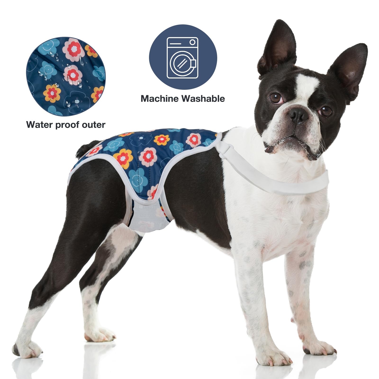 MICOOYO Pañal para perro, bragas sanitarias con tirantes ajustables, lavables, pañales para perritos, ropa interior para mascotas, pañales para perros hembras para el calor (floral, XL)