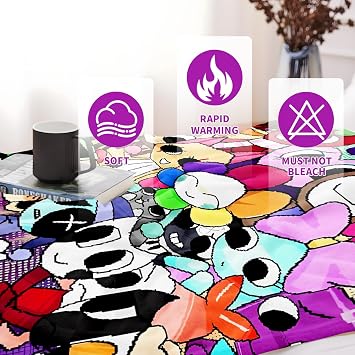 Elie&Eason Dandy's World Blanket, Cool Blanket, Horror Game Gifts 130 * 150 | Lightweight Comfortable Durable High Definition Print for and Fans for Halloween Decoration