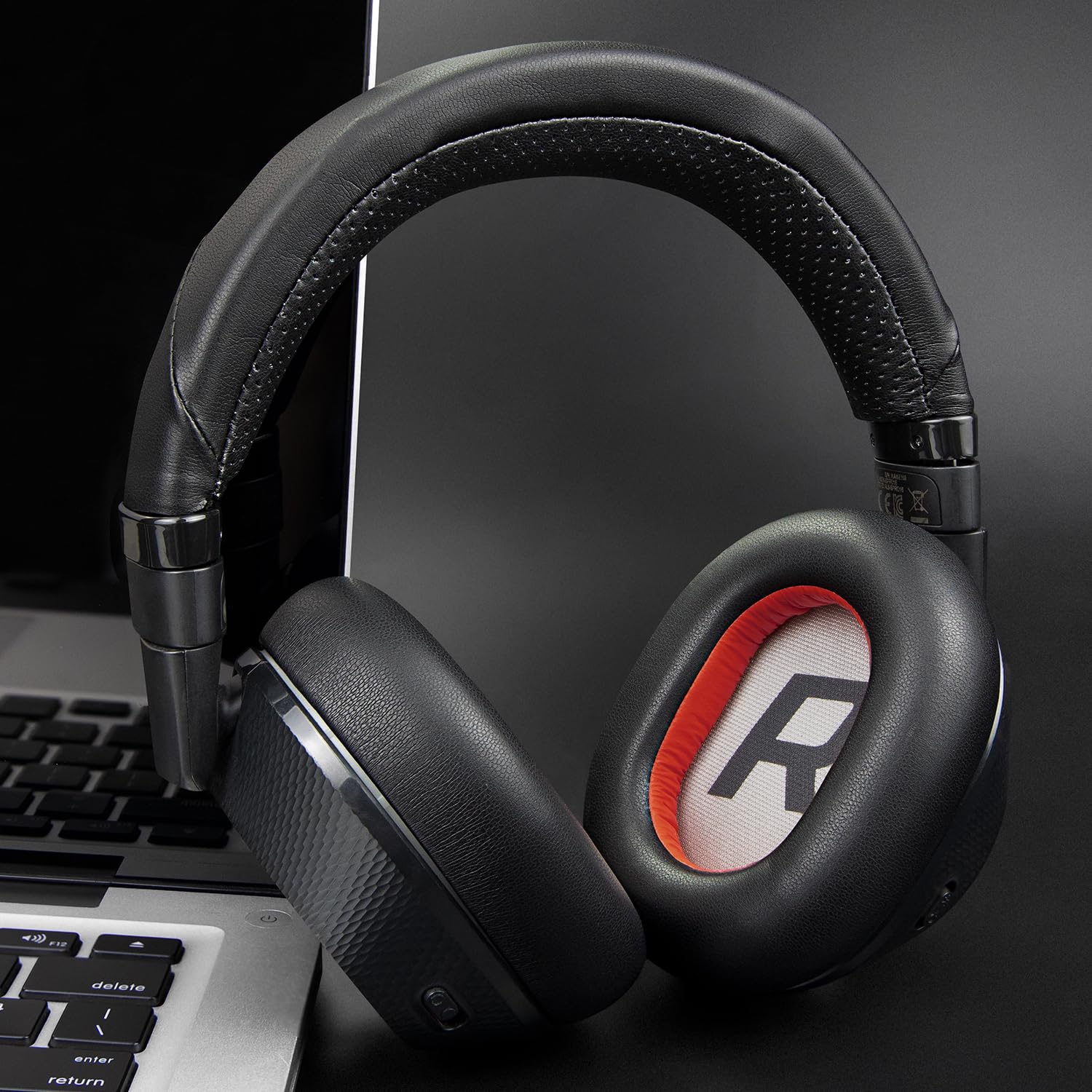 SOULWIT Pelle Proteica Cuscinetti Auricolari + Archetto, Kit di Ricambio per Plantronics BackBeat Pro 2, Cuffie Voyager 8200 UC, Parte di Riparazione di Ricambio - Nero