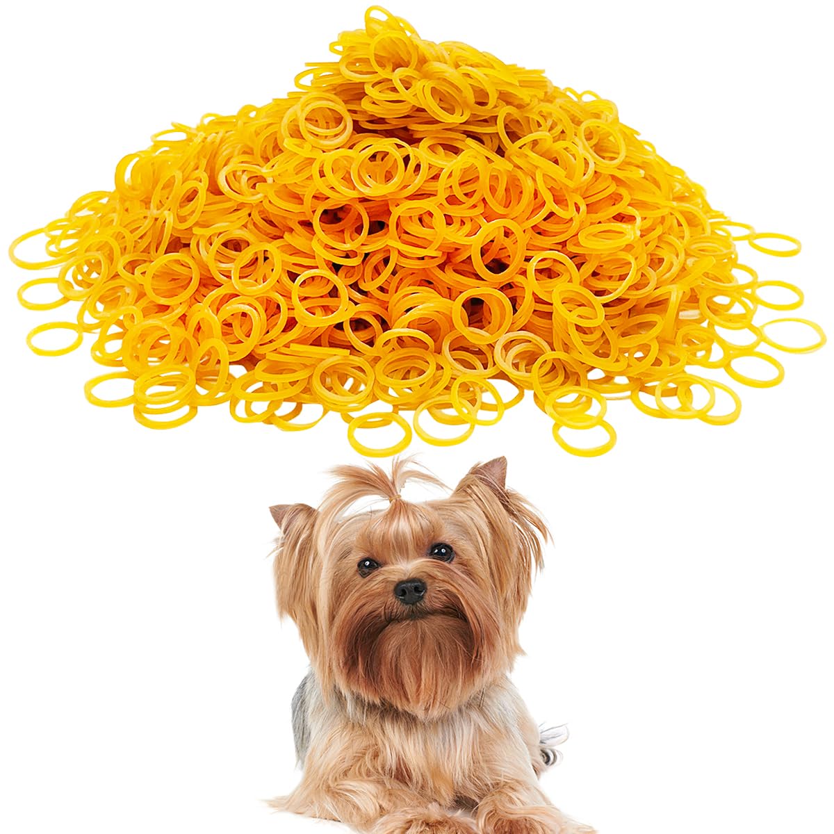 PET SHOW 900pcs 15MM Dia. 100G/Pack Bulk Dog Rubber Bands for Hair Grooming DIY Hair Bows Top Knots for Puppies Cats Farm Animals Small Medium Large Dogs