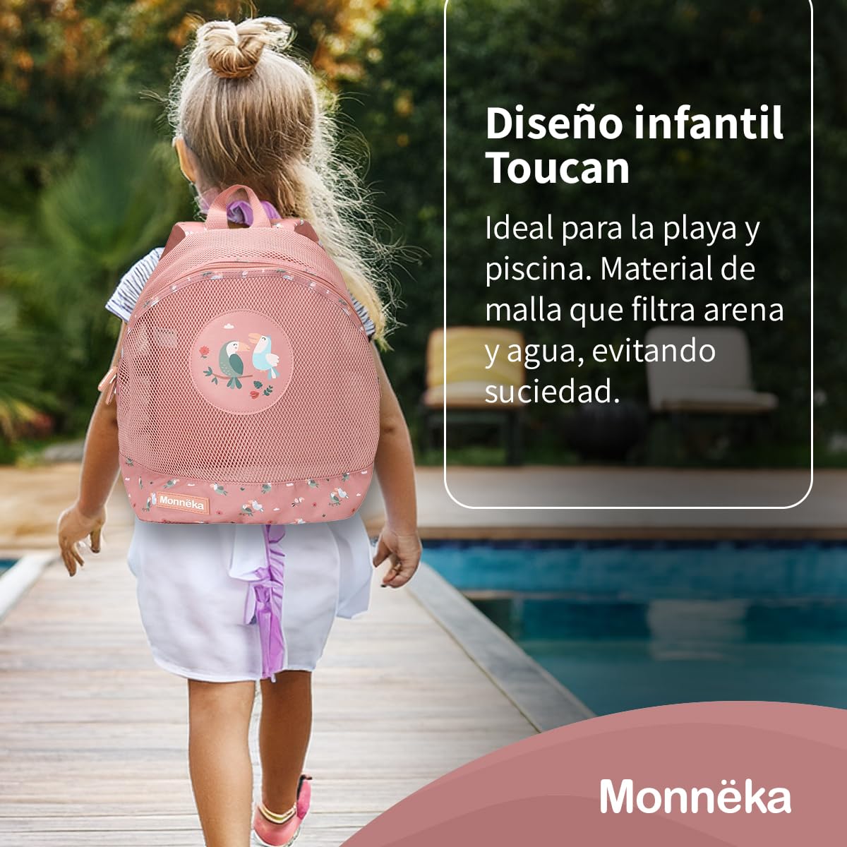 Mochila Antiarena | Ligera y transpirable | Secado rápido | Tirantes ajustables y acolchados | Ideal para toallas y juguetes de playa | toucan