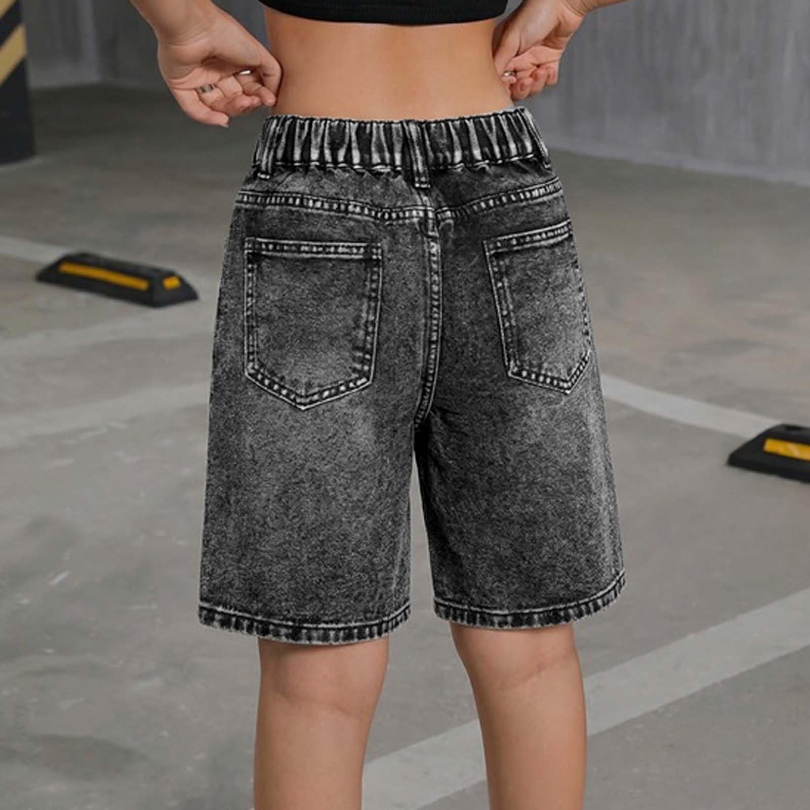 Pantalones Cortos para niñas Chica Pantalón de Mezclilla Ancho Pantalones Cortos con Falda fluida Longitud a la Rodilla Ropa Deportiva cómoda Cintura elástica Ropa para niños