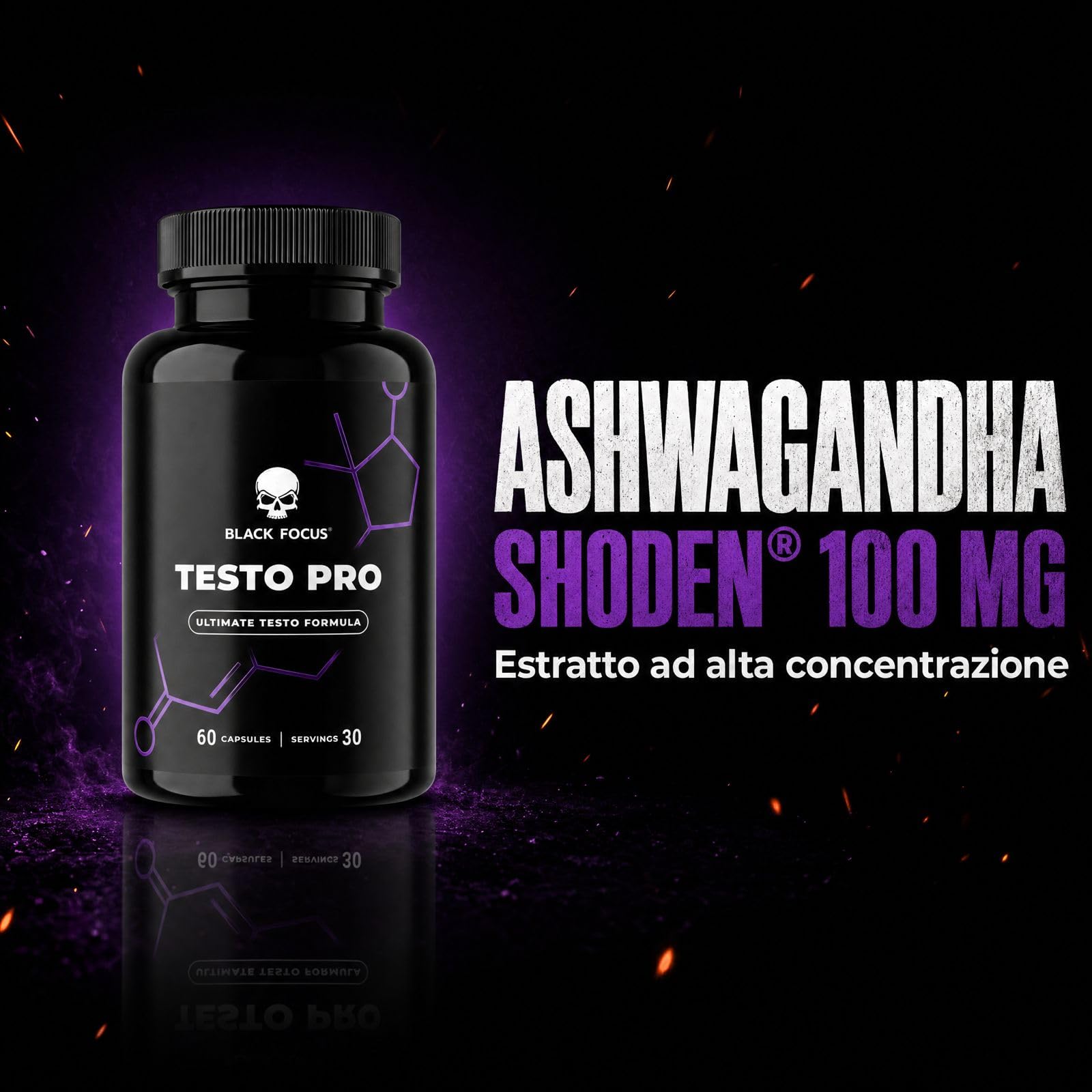 Testo Pro - Integratore Testosterone Uomo per Sport e Palestra, Supporto Forza e Prestazione Muscolare con Zinco, Fieno Greco 300 mg, Ashwagandha Shoden, Affron, Boro e BioPerine - 60 Cps