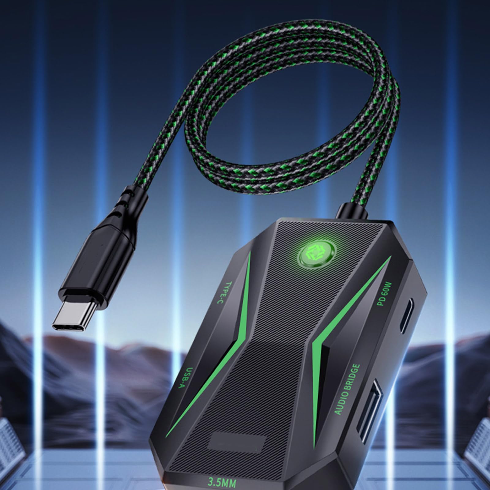 Estación de acoplamiento de 5 Gbps para adaptador de auriculares GS4 con carga de 5 Gbps, adaptador auditivo tipo C de 3.5 mm para Game Pad