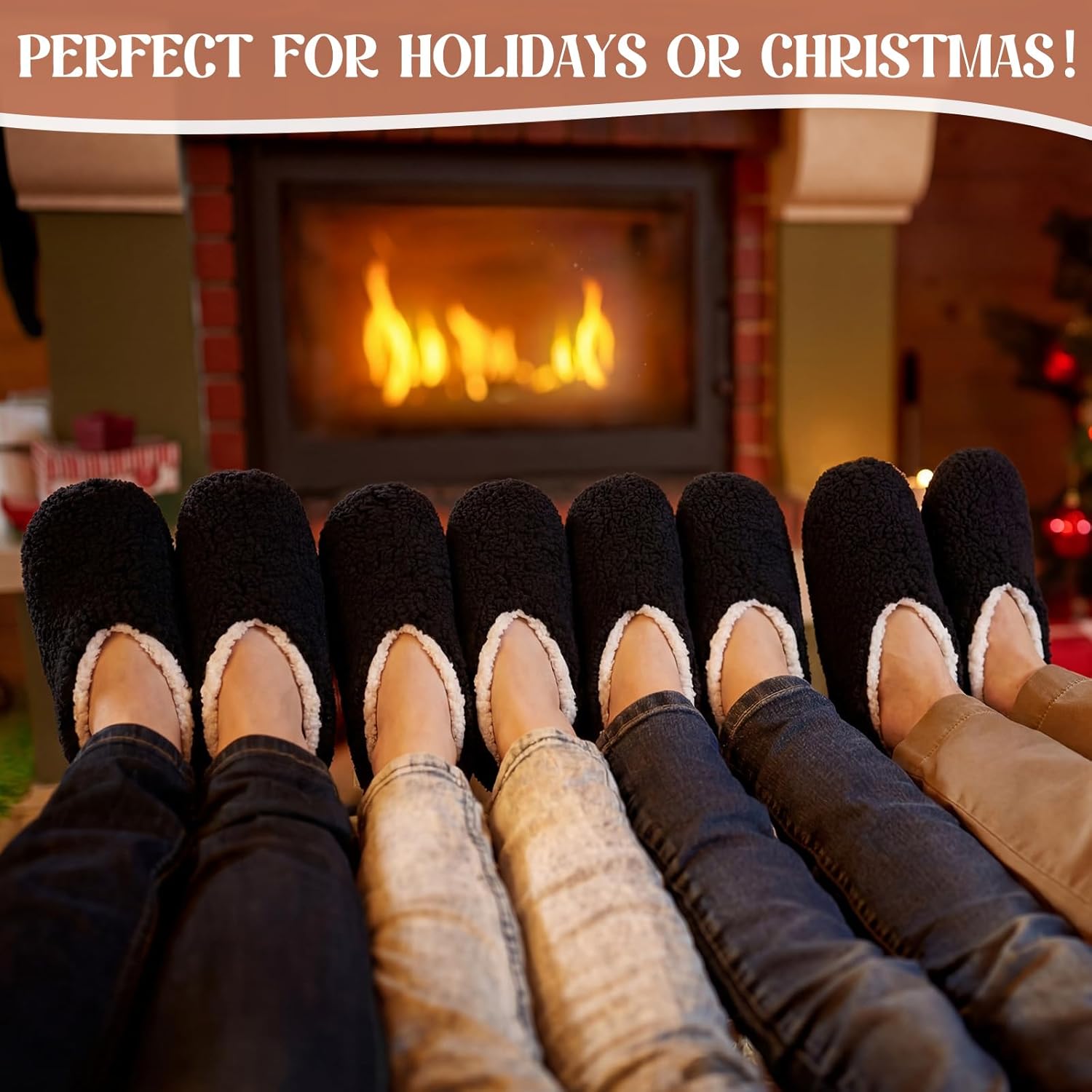 Mepase 6 Pairs Slipper Socks for Women Soft Sole Slipper Socks with Grip Bulk Washable Indoor Shoes for Gift Women Size