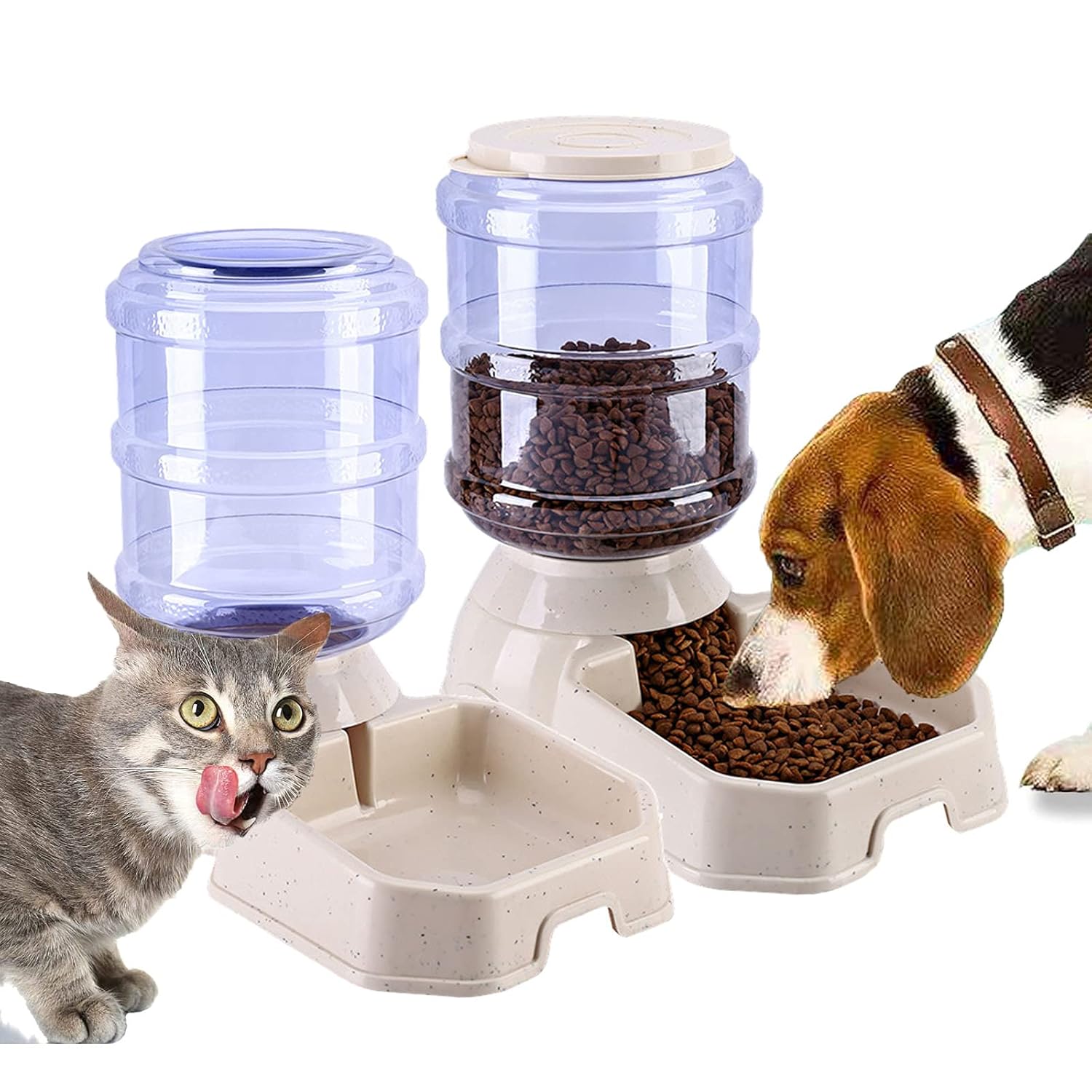 Automatic Dog Feeder and Water Dispenser Set Gravity Self Feeding Food Waterer for Small Medium