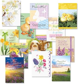 Current Easter Faith Greeting Cards Value Pack - Set of 12 Large 5" x 7", Religious Easter Cards, Inspiring Bible Messages for Christians and Catholics, White Envelopes