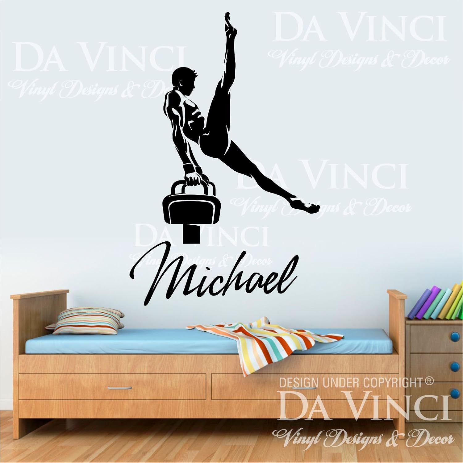 Gymnast Gymnastics Pommel Horse Boy Custom Name Wall Personalized Vinyl Sticker (X-LARGE 19" x 35" inches) : Tools & Home Improvement