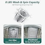 Giantex Full Automatic Washing Machine, 2 in 1 Portable Laundry Washer and Dryer Combo 8lbs, 1.0 cu.ft 6 Programs 6 Water Levels Built-in Drain Pump, Top Load Washer Apartment Dorm (Green & White)