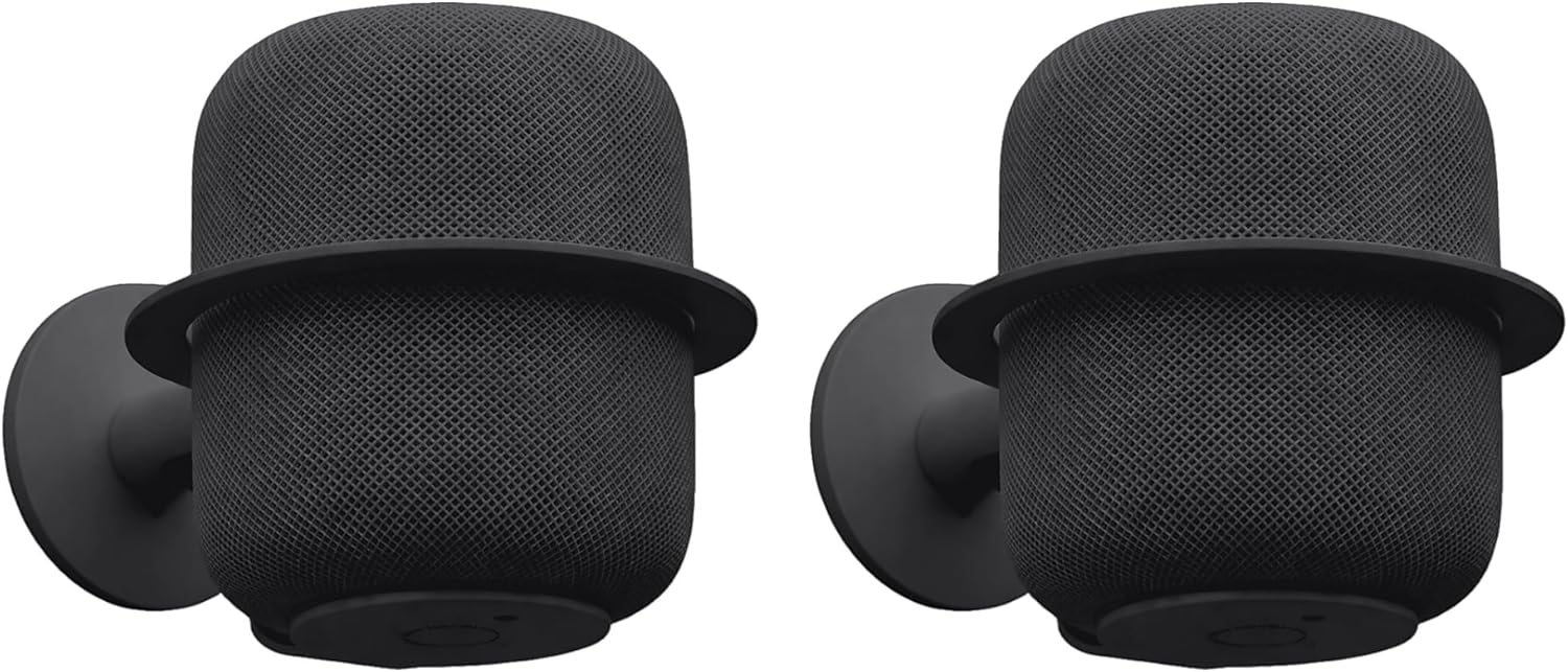 Play with NoBoxWall Mount for Apple HomePod — Precision-Fit Holder with Built-in Cable Management, Heavy-Duty Steel Frame, Sleek Minimalist Design, Secure Mounting Bracket, Black (Set of 2)