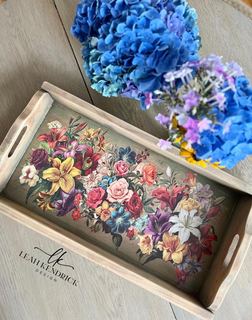 Dixie Belle Belles & Whistles Transfer | Antique Flora | (3) 8” x 12" Sheets | Rub On Decorative Transfer for Crafts, Furniture, DIY | Crafting Design Transfer
