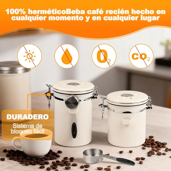Kit de Canister de Café Acero Inoxidable Hermético BestYiJo (2 Piezas) miniatura 4