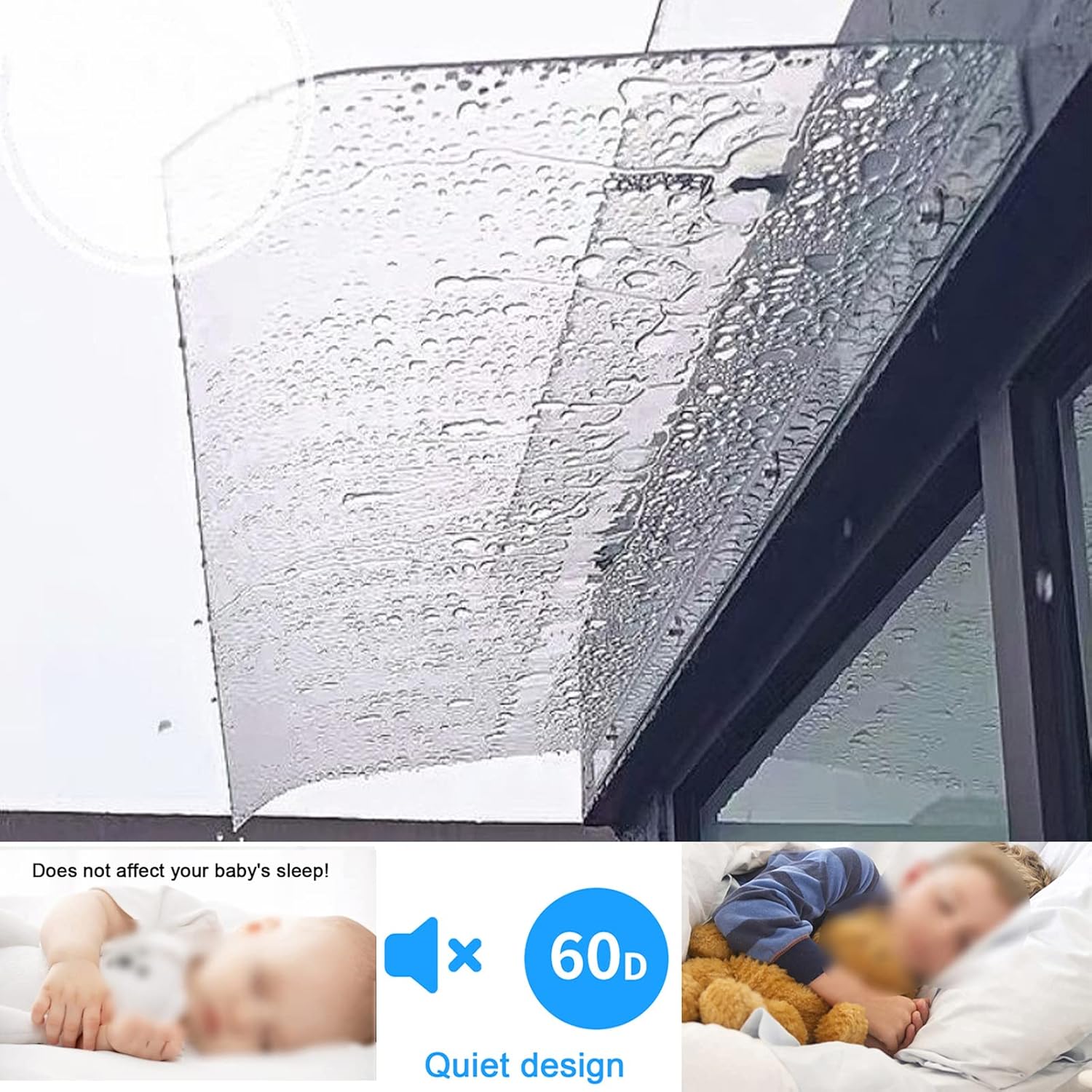 Curved Door Window Awning Shelter,Sun Protection Patio Porch Awning,Invisible Front Door Canopy,Transparent Polycarbonate Cover,Mute Rain Shelter Cover,for Balcony Eaves (40x110cm/16 x43)