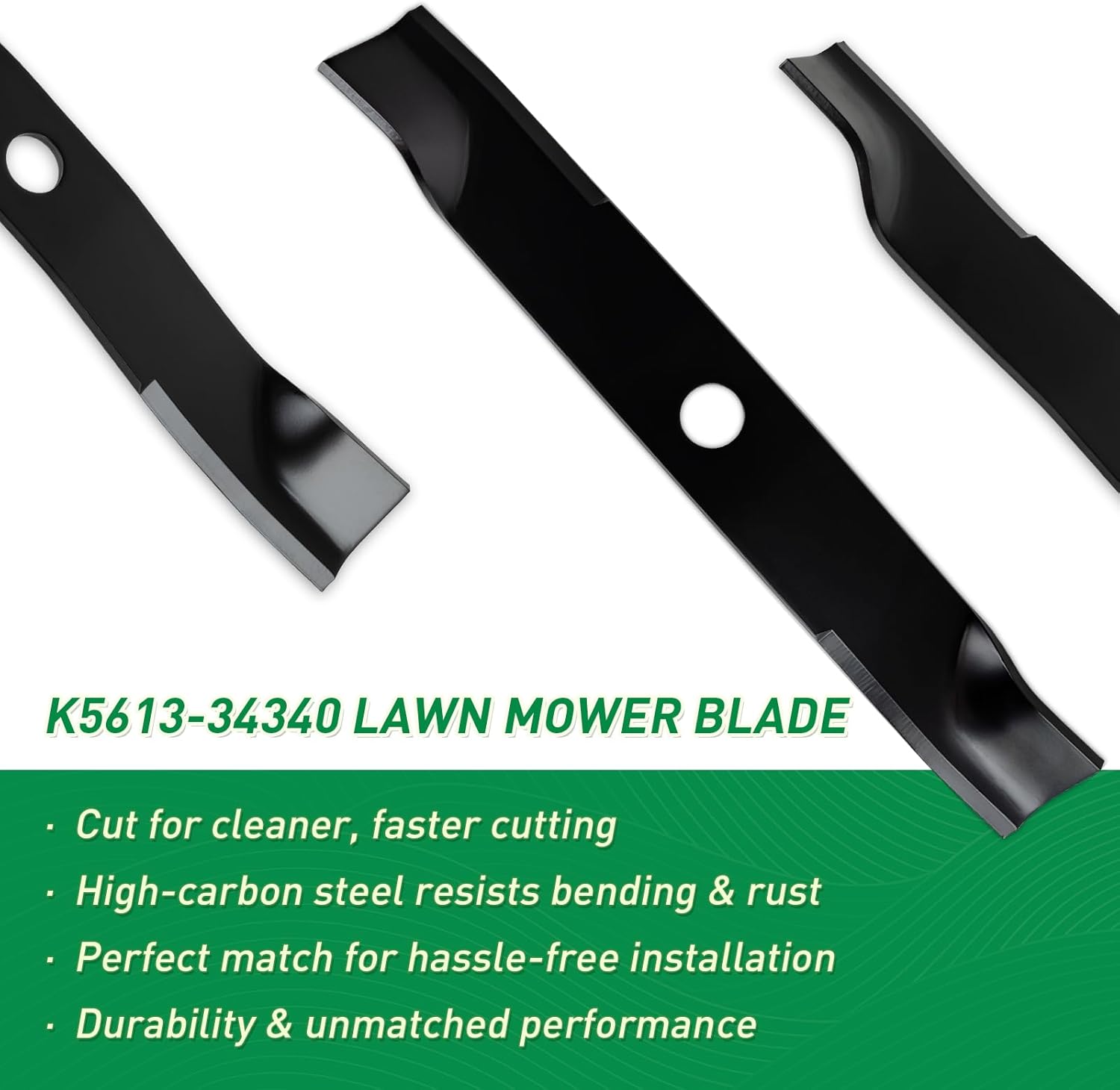 K5613-34340 Mower Blade Compatible with Ku bota 54-Inch Deck, Fits RCK54P-400Z RCK54P-781Z, High Lift Blade Replaces K5613-34340, 3 Pack