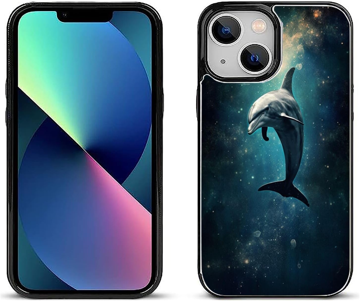 SANTUO Card Wallet Phone Case for iPhone 13 Mini with Dolphin-aa258 - Kickstand - Secure Magnetic Closure - Multiple Card Compartments and Cash Pocket - Drop Protection