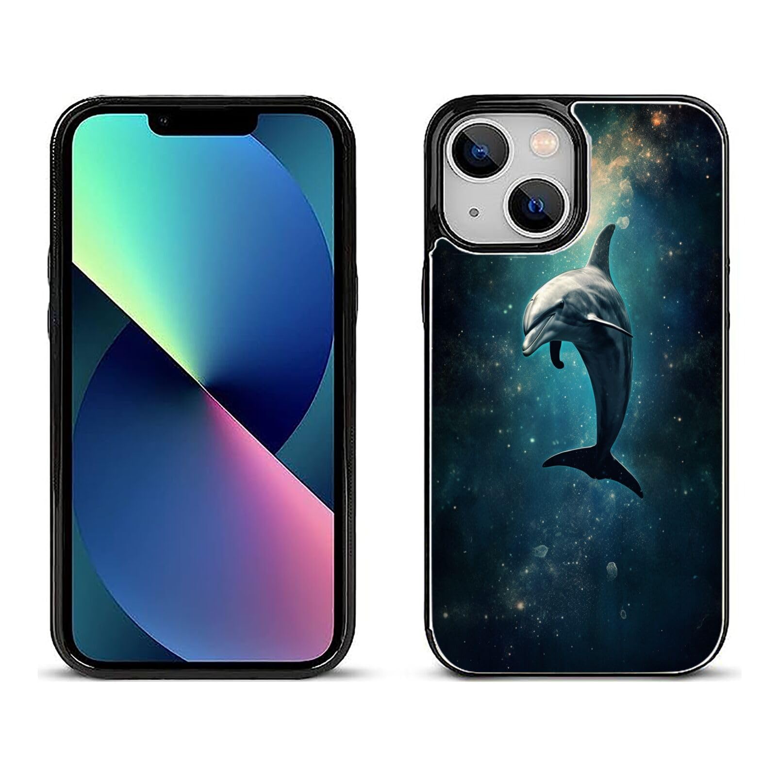 SANTUO Card Wallet Phone Case for iPhone 13 Mini with Dolphin-aa258 - Kickstand - Secure Magnetic Closure - Multiple Card Compartments and Cash Pocket - Drop Protection
