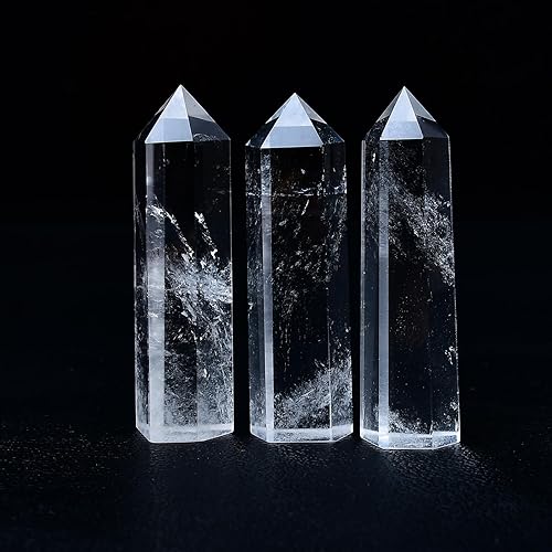 Miniatura 4 de 1 torre de cristal curativo de cuarzo transparente1.96-2.36 pulgadas, piedra natural de energía Reiki, 6 chakras facetados, cristal de cuarzo,