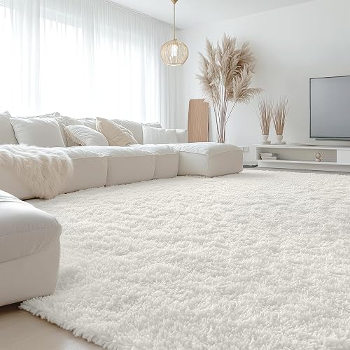 RUGIXE 4×6 feet White Washable and Foldable, Girls' Bedroom, Fluffy Circular Are