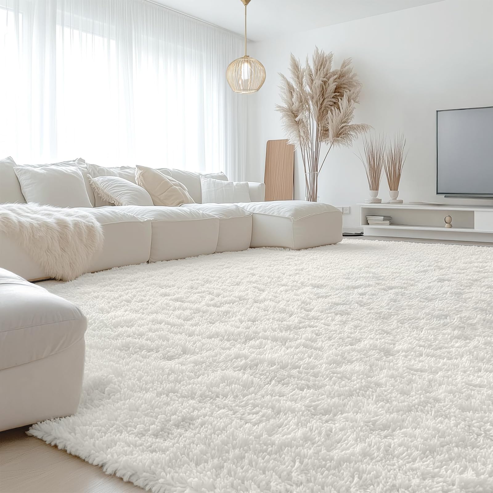 RUGIXE 4×6 feet White Washable and Foldable, Girls' Bedroom, Fluffy Circular Area Rug, Living Room, Nursery, Dormitory, Classroom, Teenagers