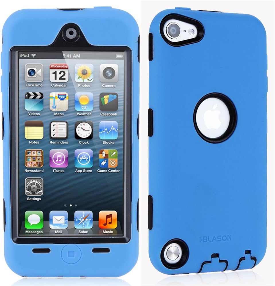i-Blason ArmorBox Series iTouch 5G iPod Touch 5G 5 5th Generation Hybrid 3 Layer Silicone Case with Hard Shell Inside Case With Built In Touch Screen Protector Film Case (Blue)