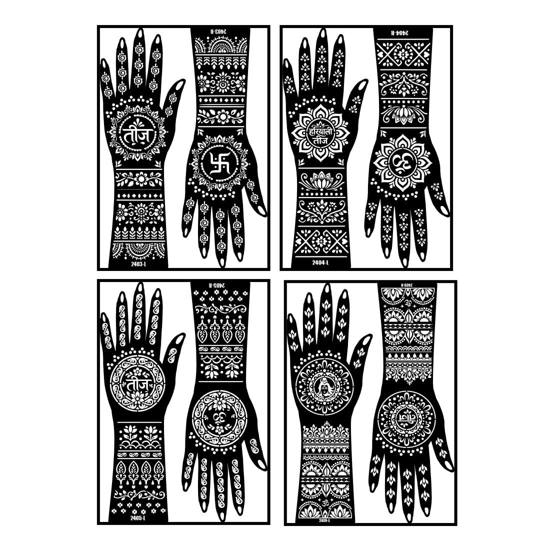 Teej Beautiful Design With Lord Shiva Blessing Mehndi Stencil Sticker Combo Pack For Teej Celebration-image-29