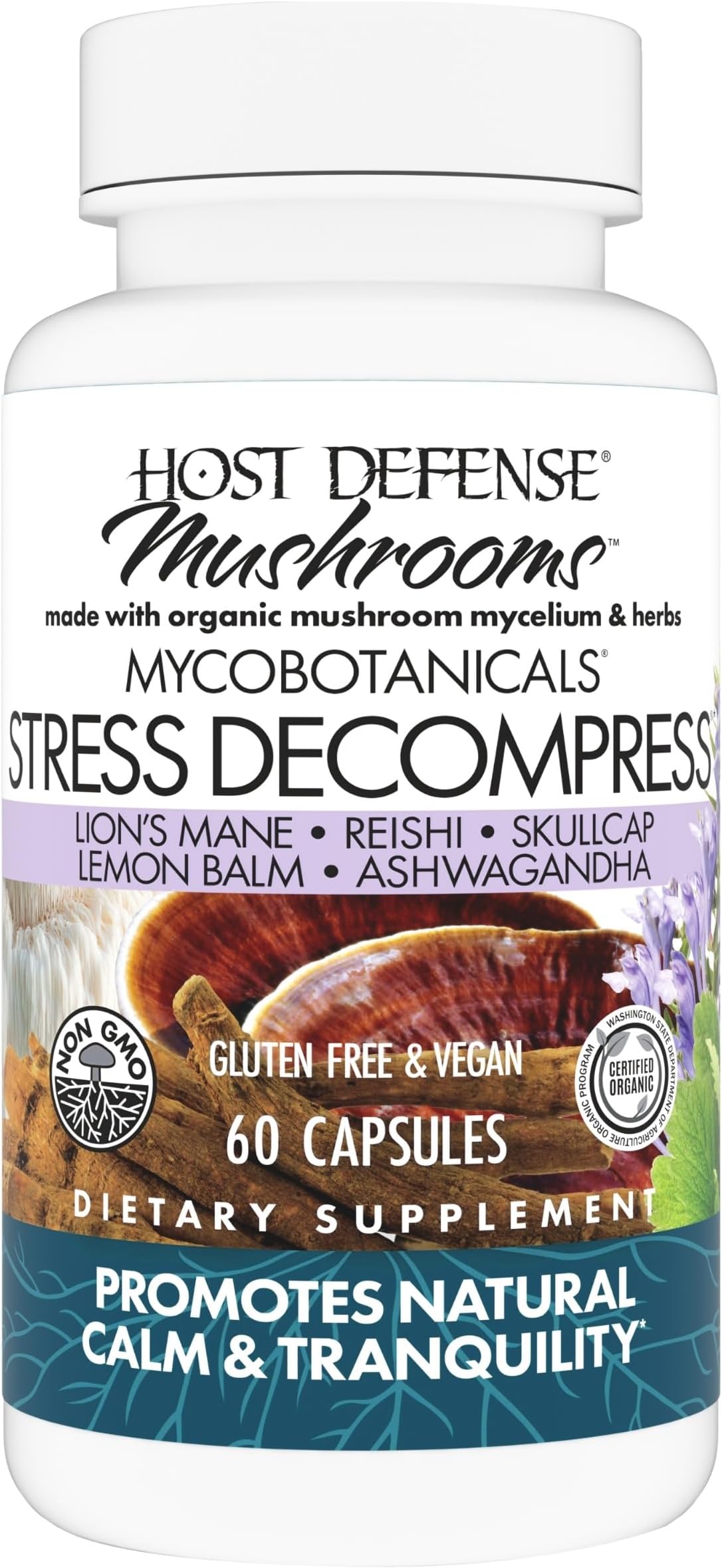 Host Defense Fungi Perfecti, MycoBotanicals, Stress Decompress, 60 Vegetarian Capsules