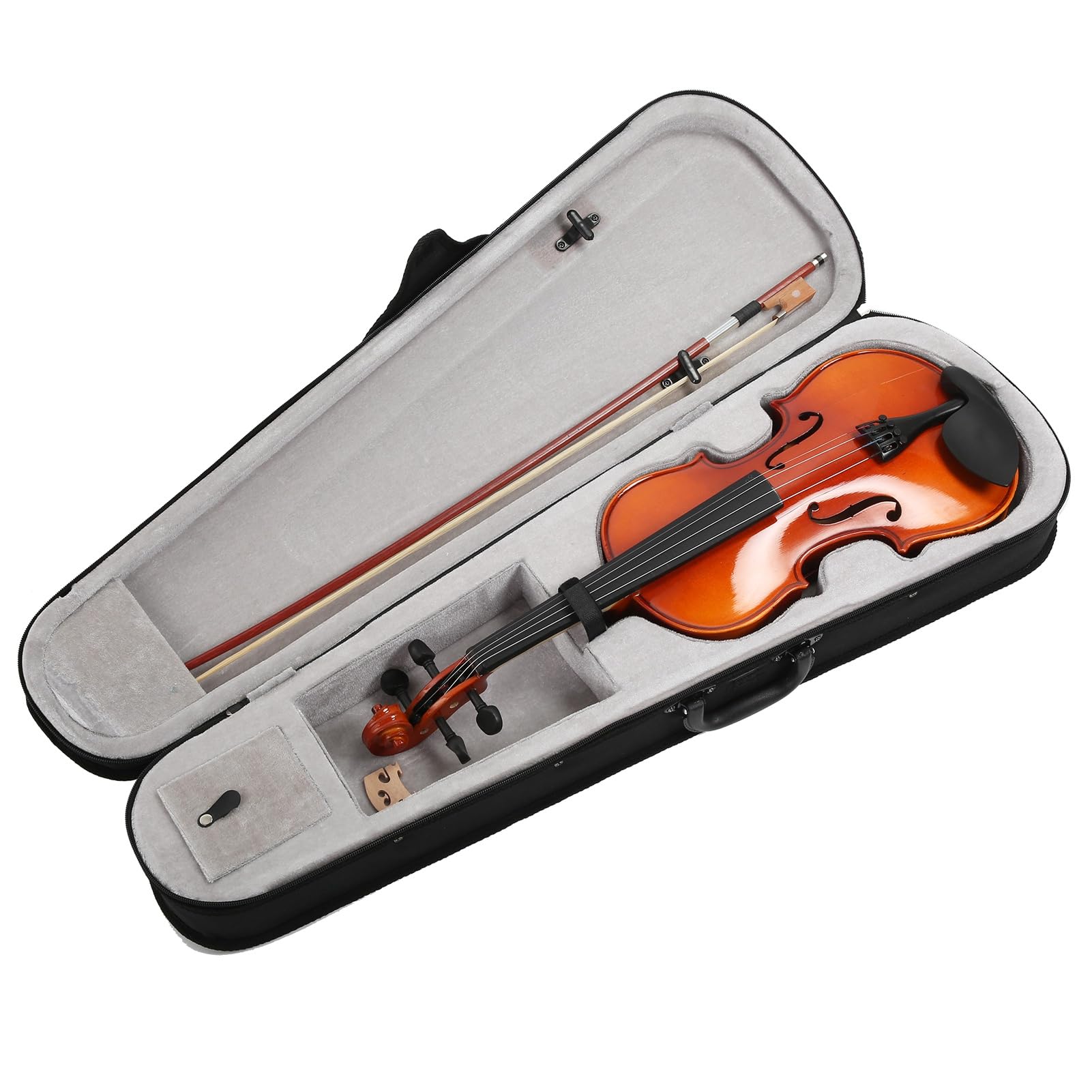 Strumento per Principianti per Violino 4/4 in Legno Massello Naturale per Studenti - Kit Completo con, Ponte, Colofonia e Custodia