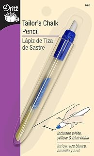 Dritz Chalk Tailor's Pencil, 1 Count (Pack of 1), White, Yellow, Blue