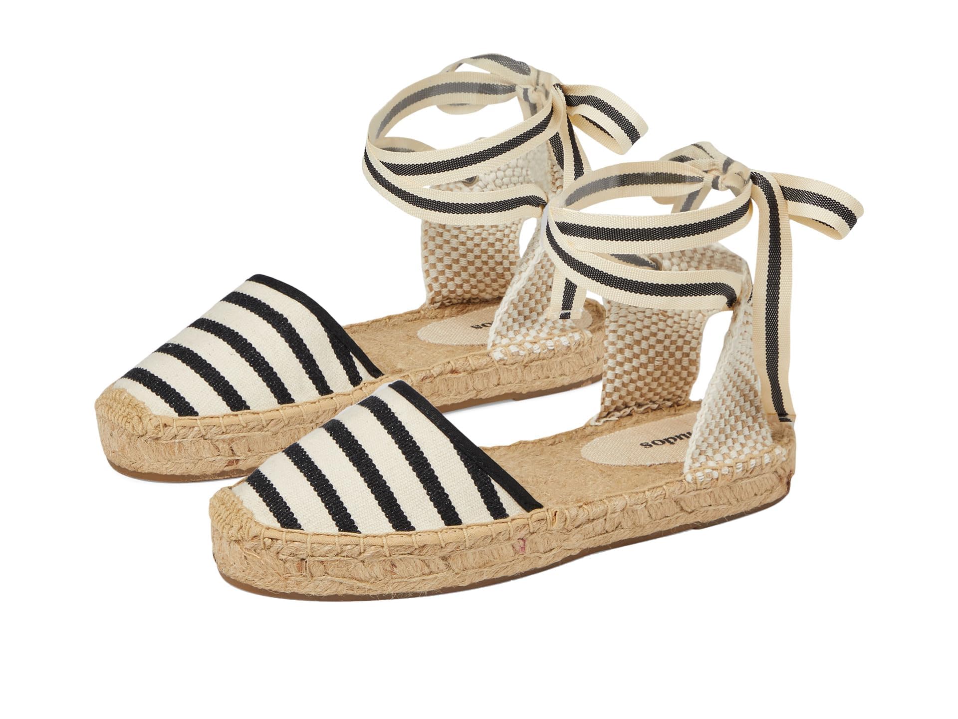 SoludosLauren Lace Up Espadrille Ivory/Black B (M)