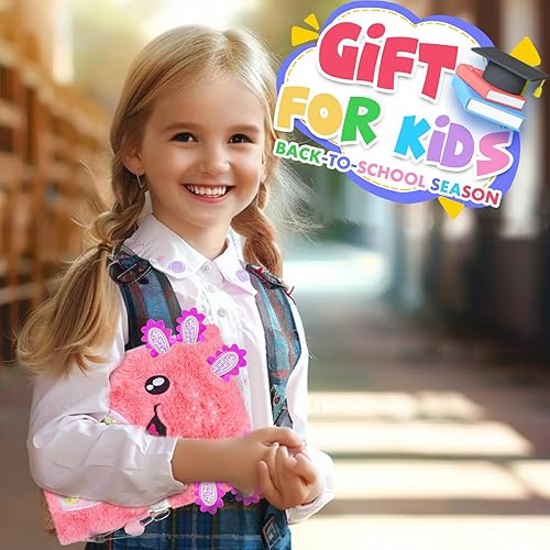 Miniatura 7 de Diario de ajolote para niñas con cerradura, juguetes de ajolote de felpa, regalo para niñas adolescentes, cuaderno de escritura para niños, regalos