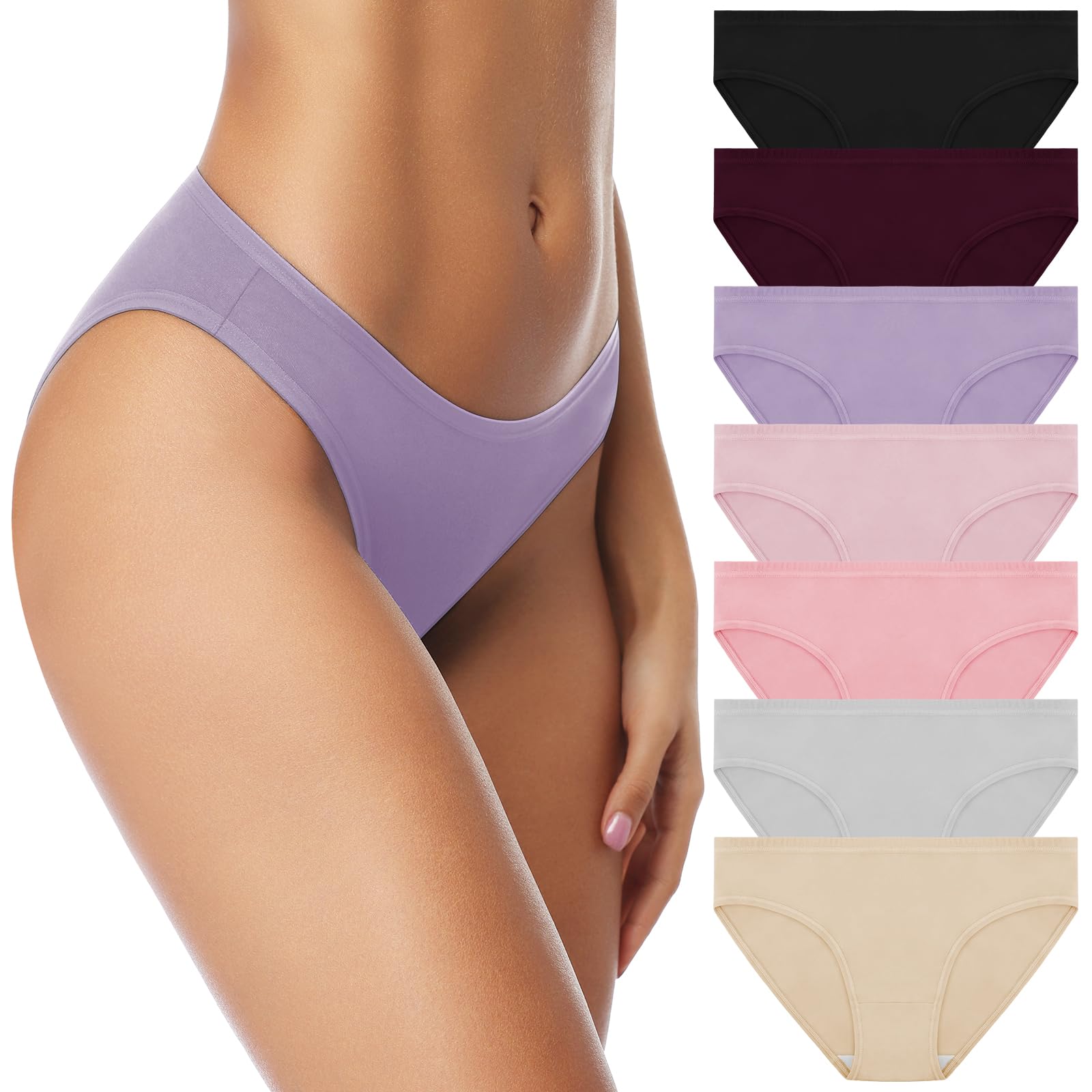 SIMIYAWomens Cotton Underwear Comfort Breathable Bikini Panties,Pack of 7