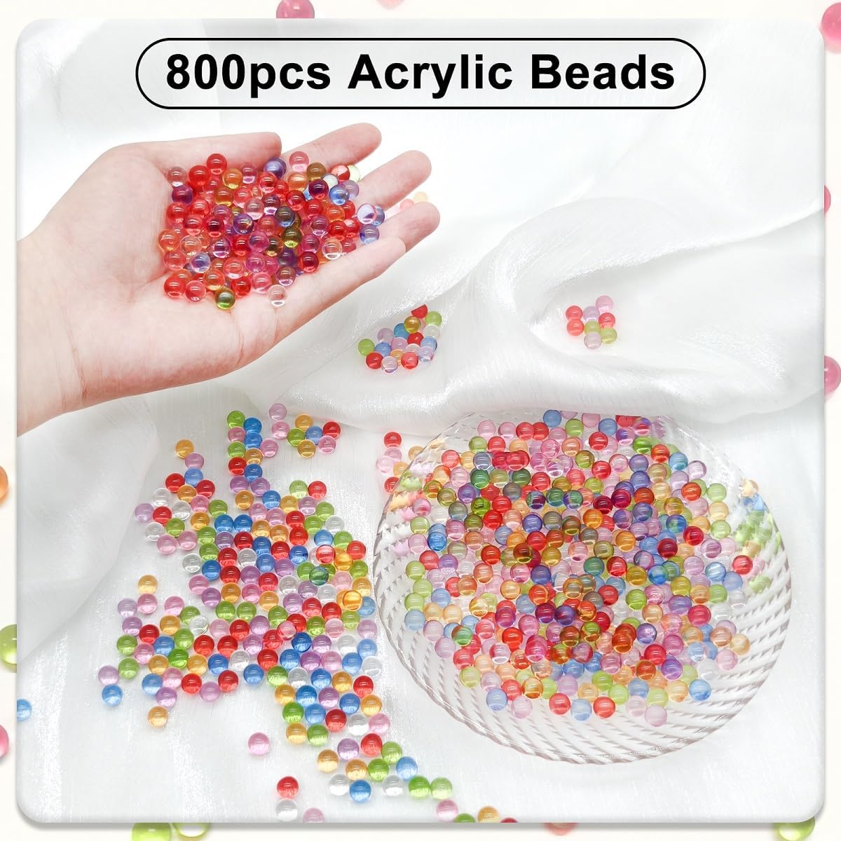 800 Pcs Bulk Colorful Acrylic Gems - 8mm Mini Crystal-Like Jewels for Table Scatter, DIY Crafts & Small Vase Fillers (Multicolor)