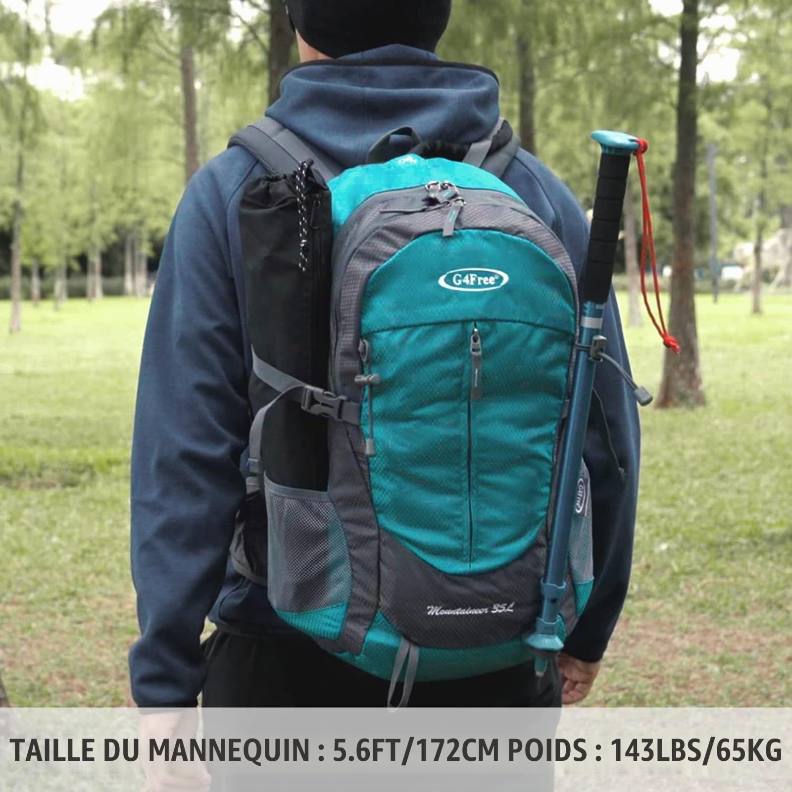 G4Free Sac à dos de randonnée étanche de 35 L pour camping, randonnée, escalade avec housse de pluie