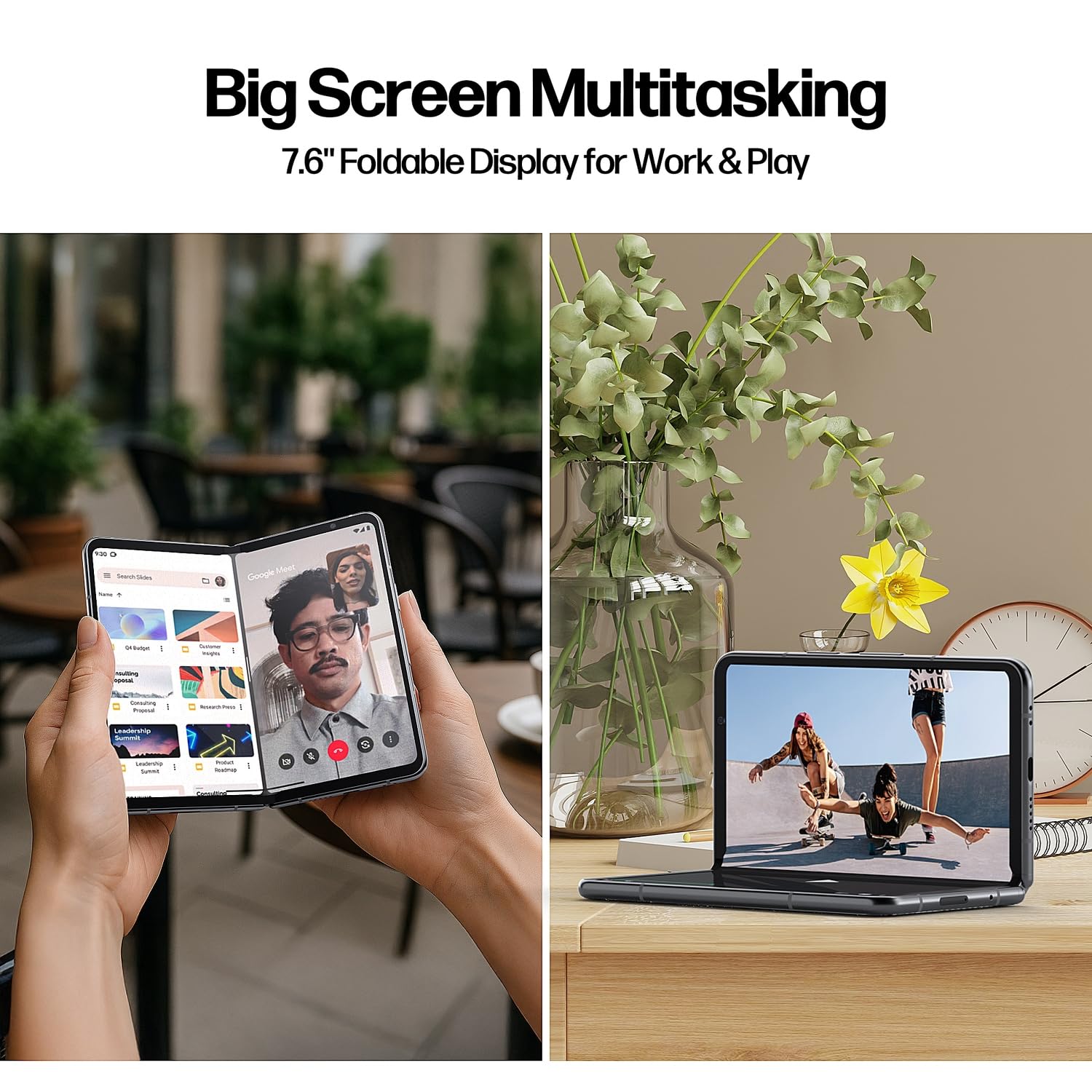 Google Pixel Fold Phone - Unlocked Android 5G Smartphones with 7.6" OLED Display, 256GB Storage, 12GB RAM, Triple Camera, Foldable Split-Screen Design, 24Hr Battery, Wireless Charging Bundle, Obsidian