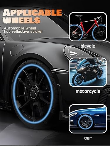 Miniatura 6 de 20 calcomanías reflectantes para ruedas de automóvil, calcomanías decorativas de advertencia de seguridad nocturna, calcomanías reflectantes