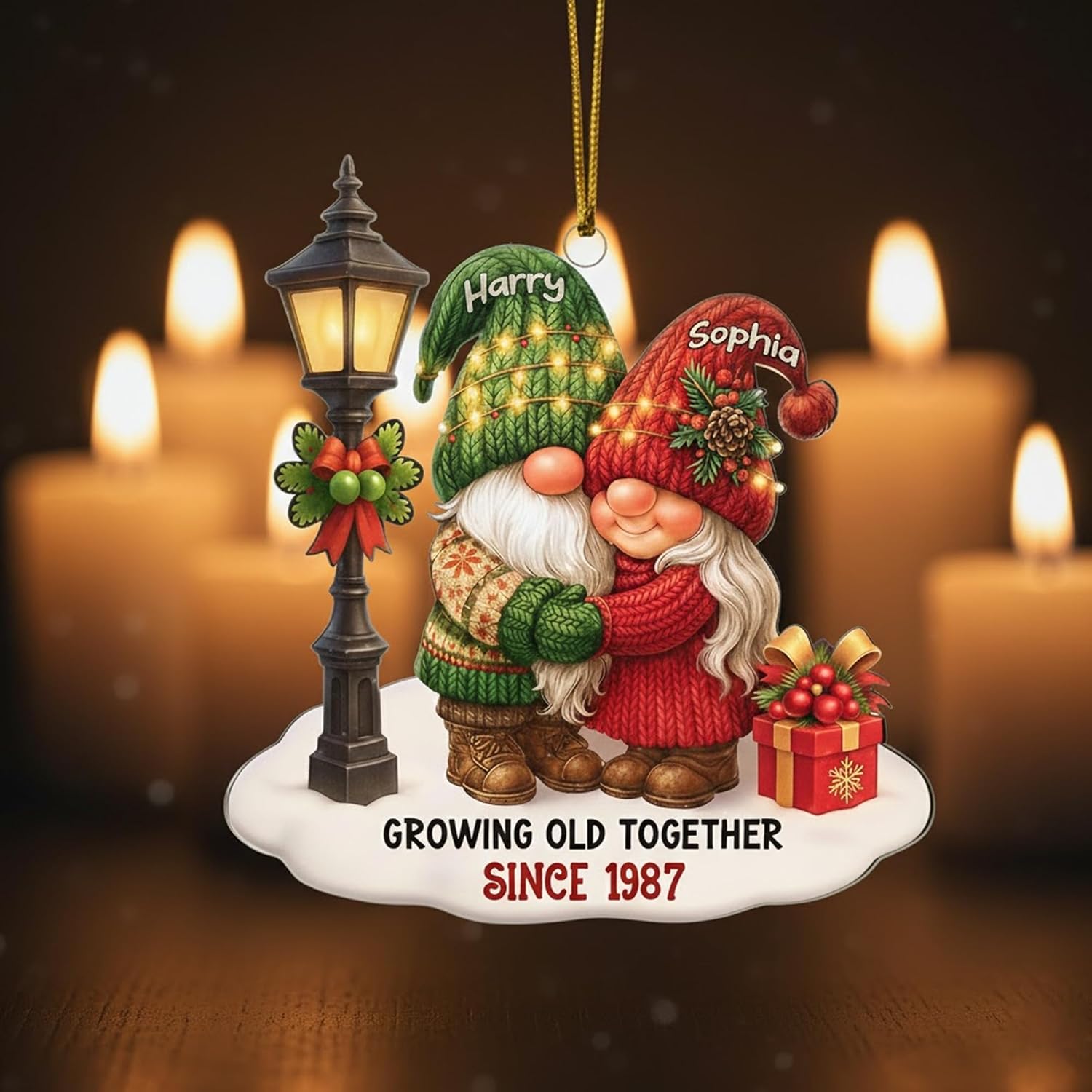 Personalized Couple Christmas Ornament, Growing Old Together Design with Names & Year, Custom Xmas Gift for Husband, Wife, Mom, Dad, Unique Holiday Decor 2025 - Image 4