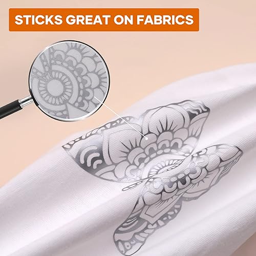 Miniatura 10 de HTVRONT Rollo de vinilo HTV blanco para planchar  Vinilo HTV de 12 pulgadas x 100 pies para camisas, vinilo de transferencia de calor blanco para